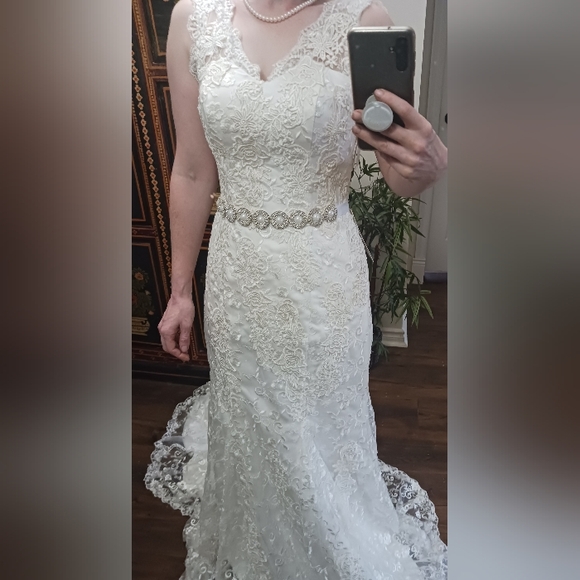 New Bally Bridal Mermaid Wedding Dress Size 2 - Picture 3 of 10